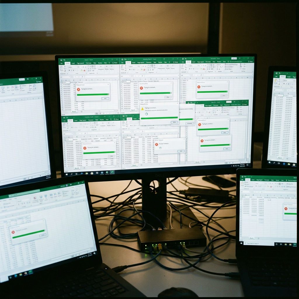 Many Excel sheets trying to connect on screens